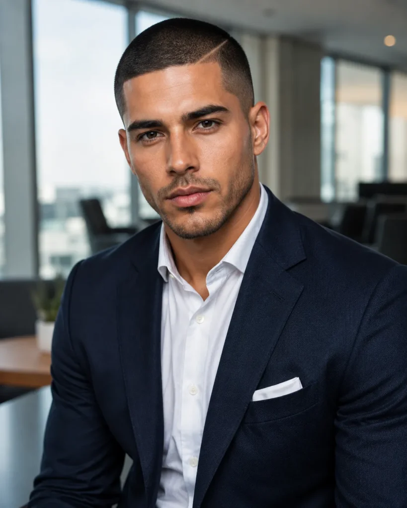 Buzz Cut with Hard Part