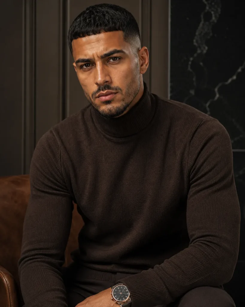 Caesar Fade with Sharp Edges