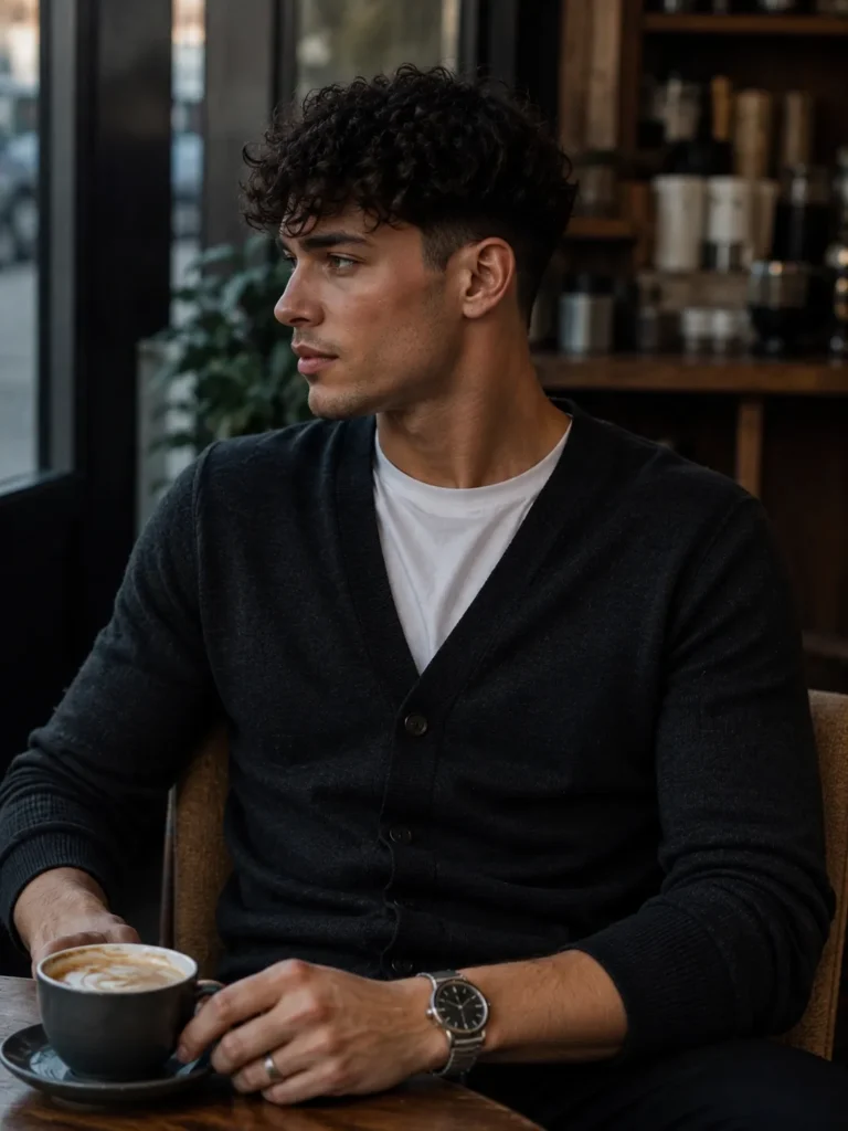 Curly Fringe with Low Taper Fade