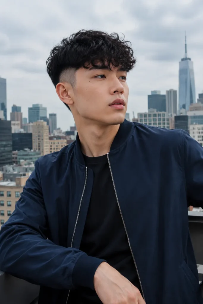 Curly Fringe with Mid Fade