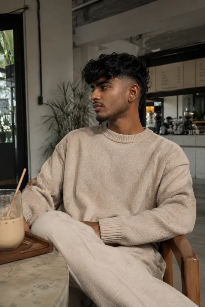 Curly Fringe with Skin Fade