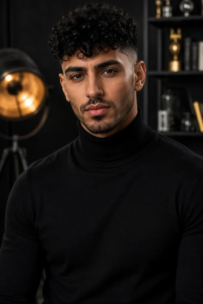 Curly Fringe with Skin Fade