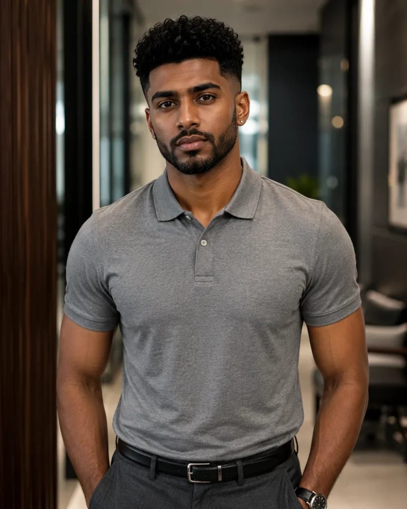 Curly Mid Fade with Defined Edges