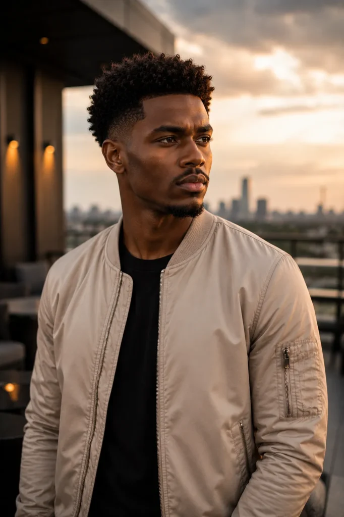 Curly Taper Fade with Textured Top