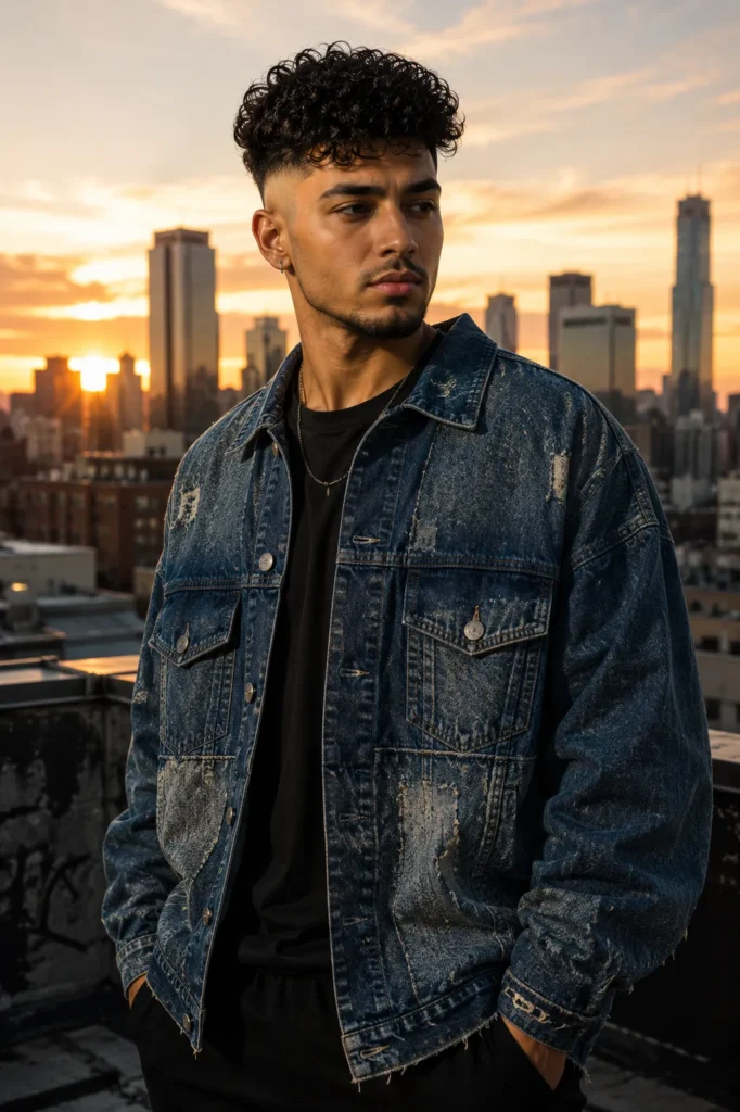 Disconnected Fade with Curly Top