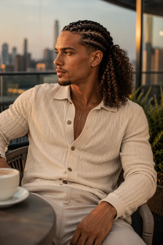 Half-Crown Braid with Loose Curls