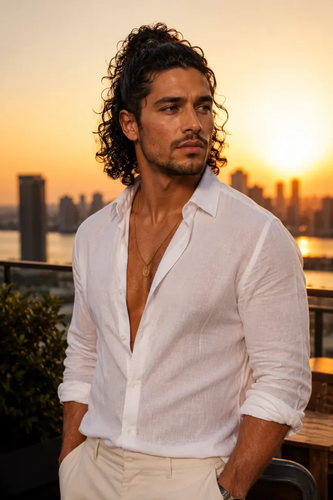 Half-Up Medium Curly Ponytail