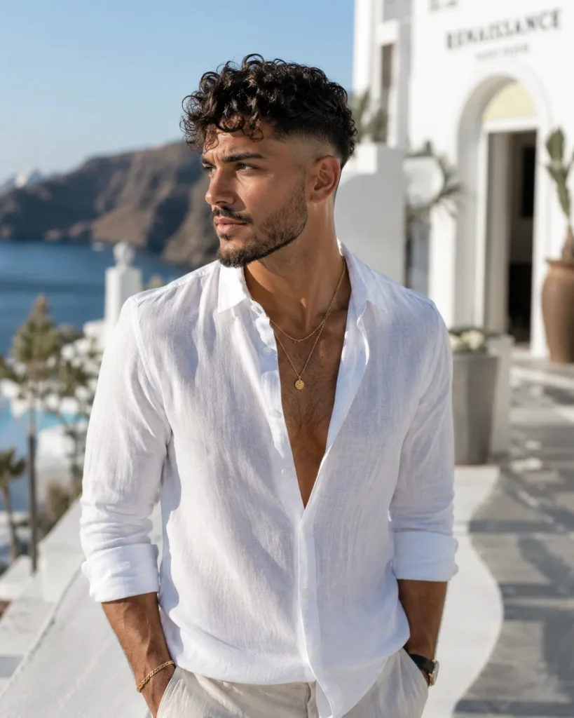 High Fade with Loose Curly Flow