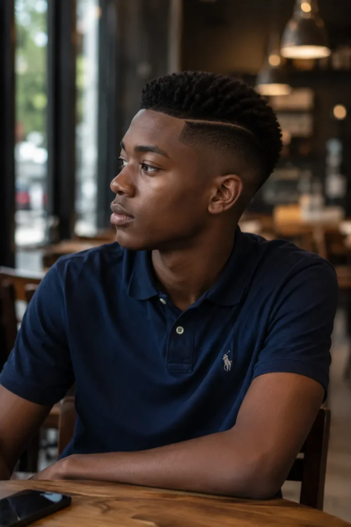 High Fade with Side Part