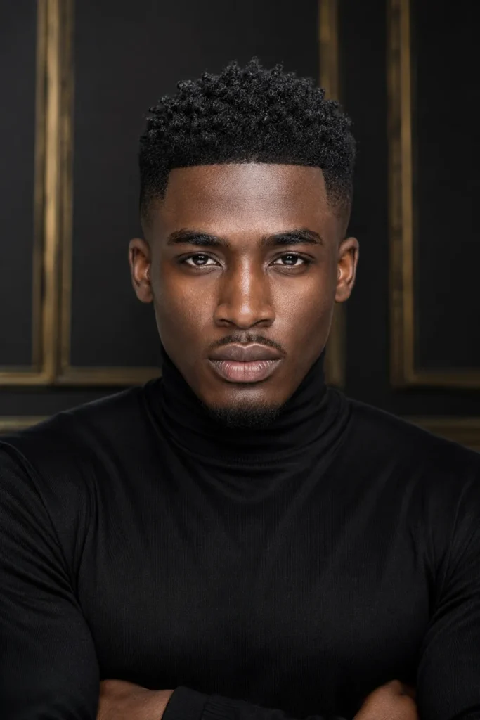 High Fade with Tight Curl Definition