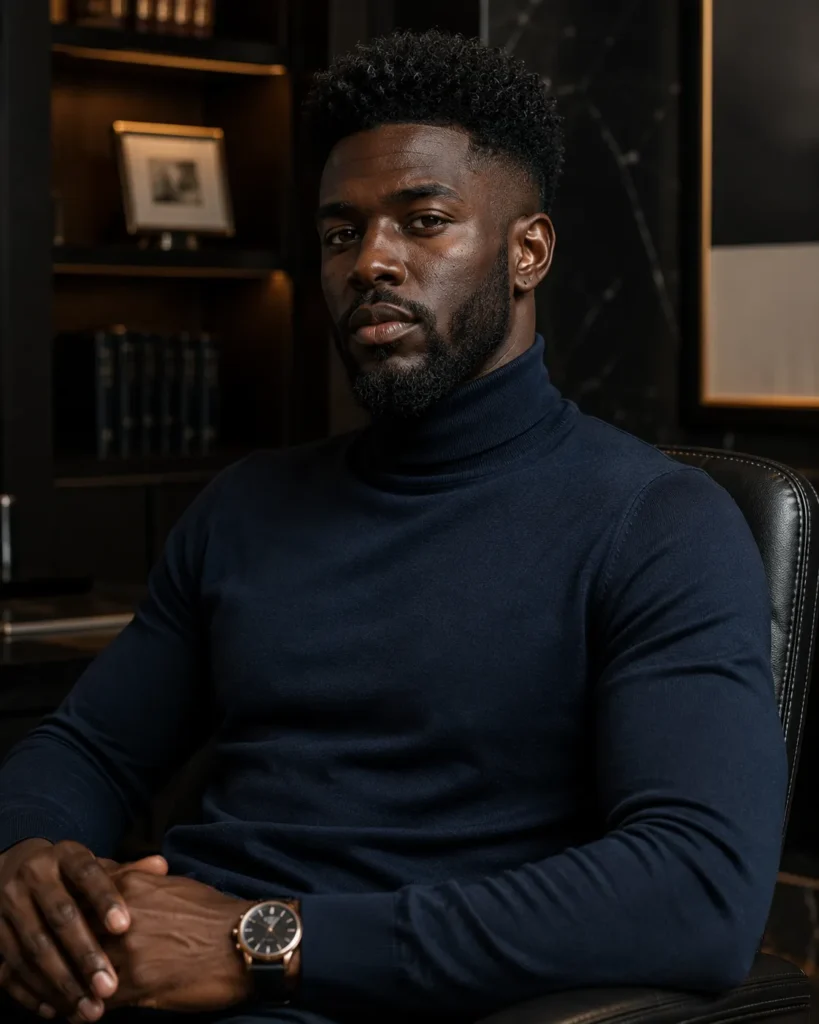 High Taper Afro Fade with Sharp Beard Line