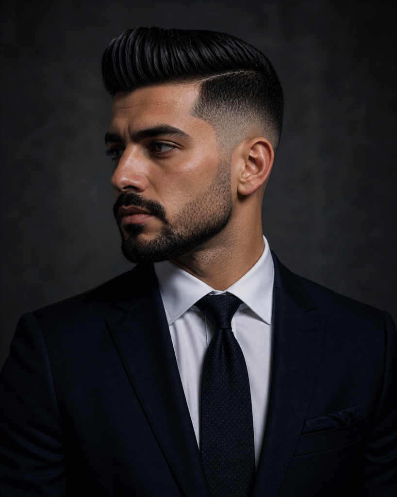 Low Skin Fade with Short Pompadour