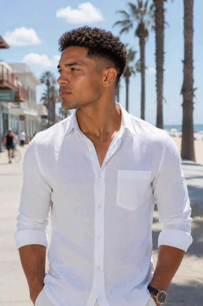 Low Taper Fade with Curly Top