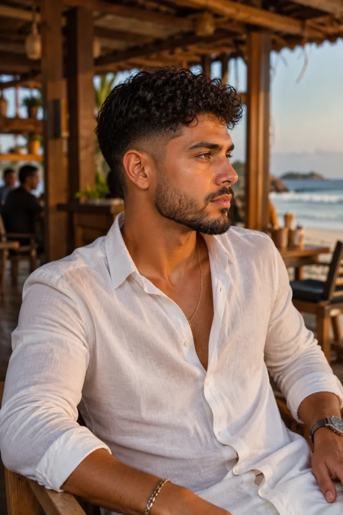 Low Taper Fade with Wavy Curls
