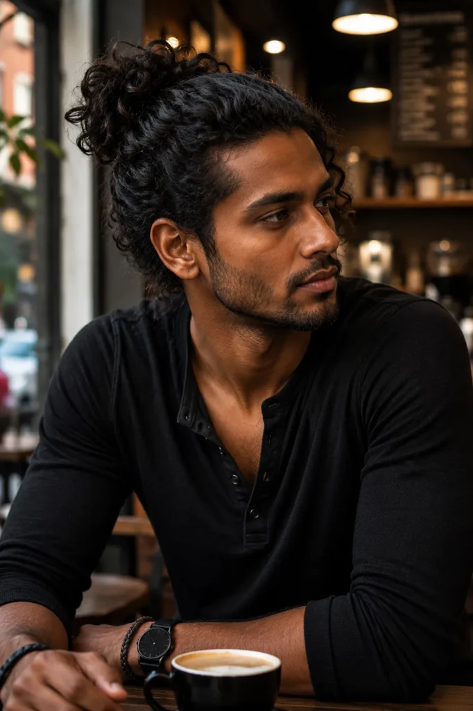 Medium Curly Man Bun