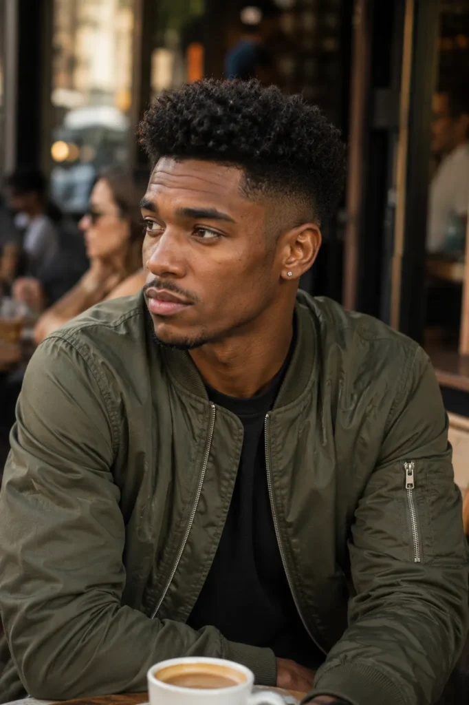 Mid Fade with Curly Top