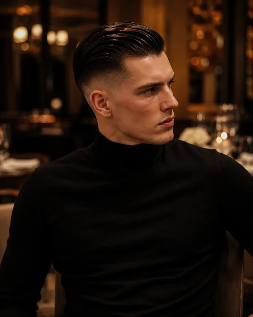 Mid Fade with Slick Back