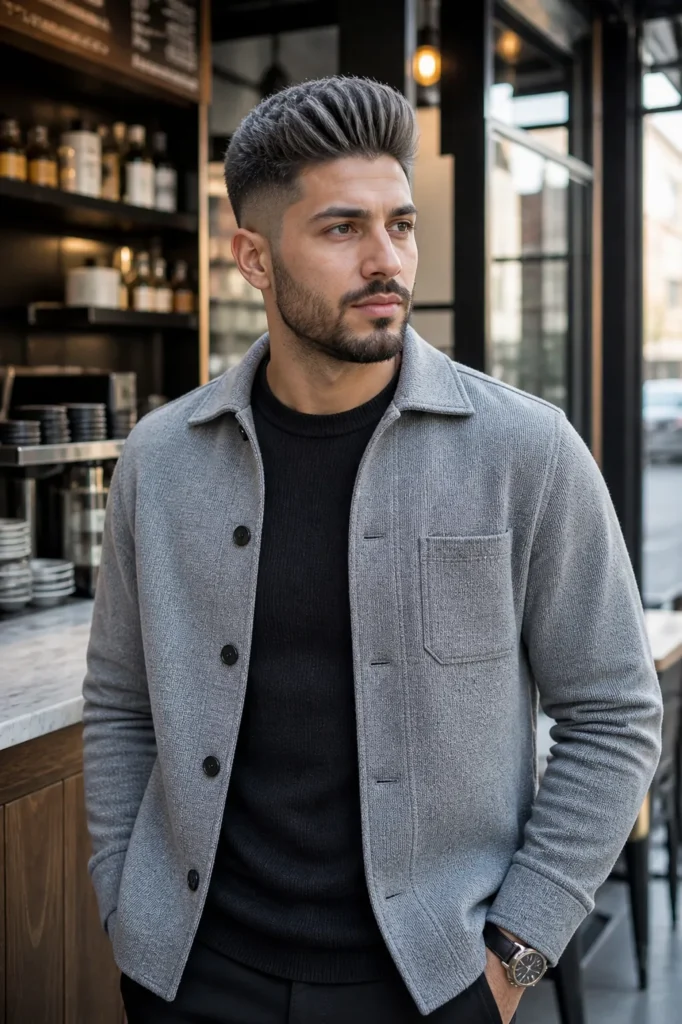 Modern Grey Quiff Fade