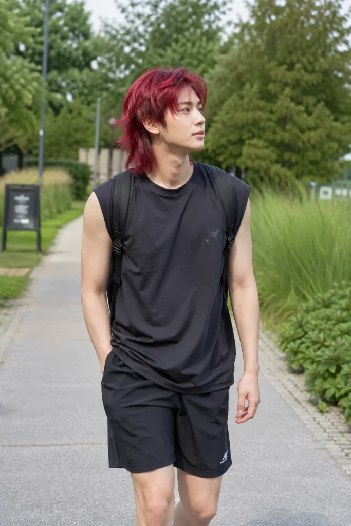 Red Shaggy Athletic Cut