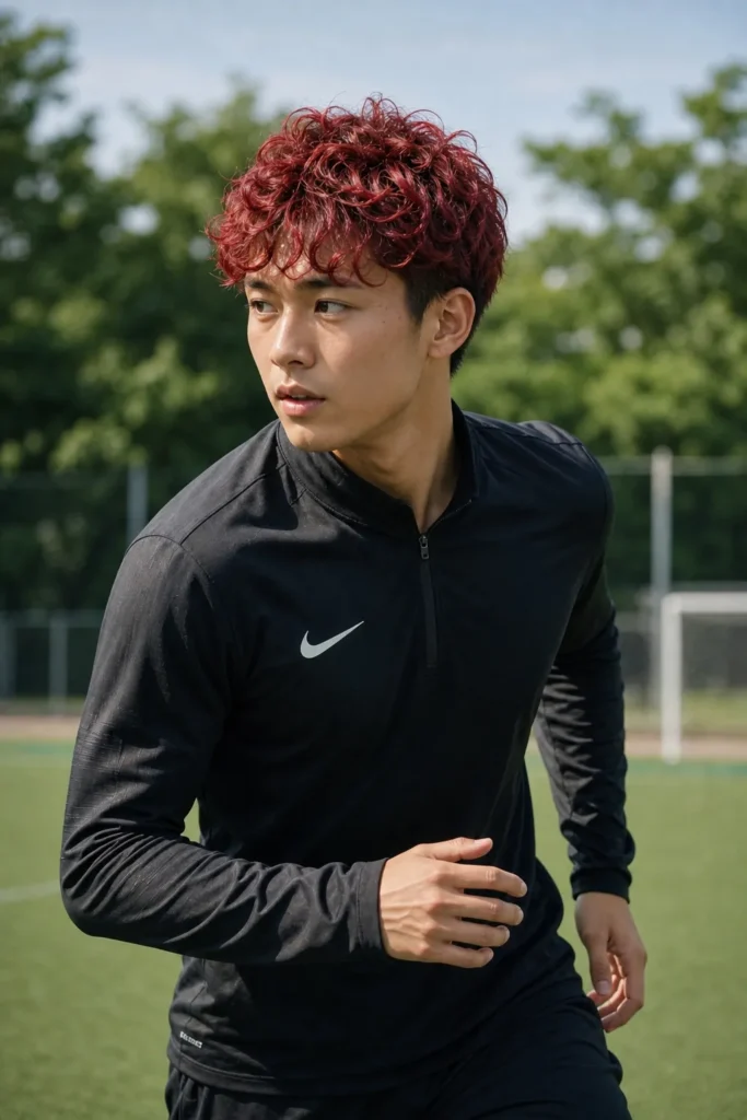 Red Short Curly Sport Cut