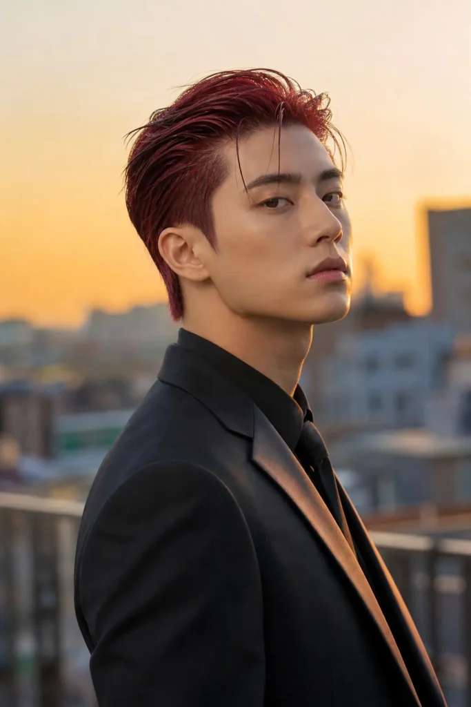 Red Slicked Natural Wet-Look Style