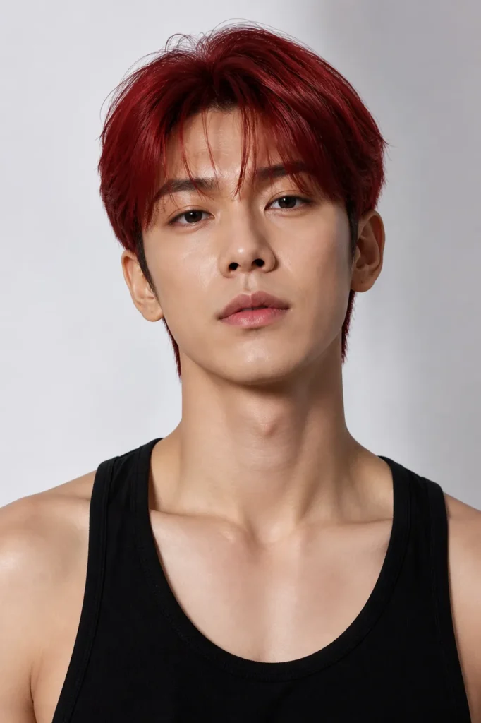  Red Straight Mid-Length Cut