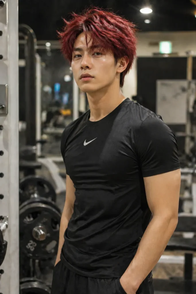 Red Tousled Volume Sport Look