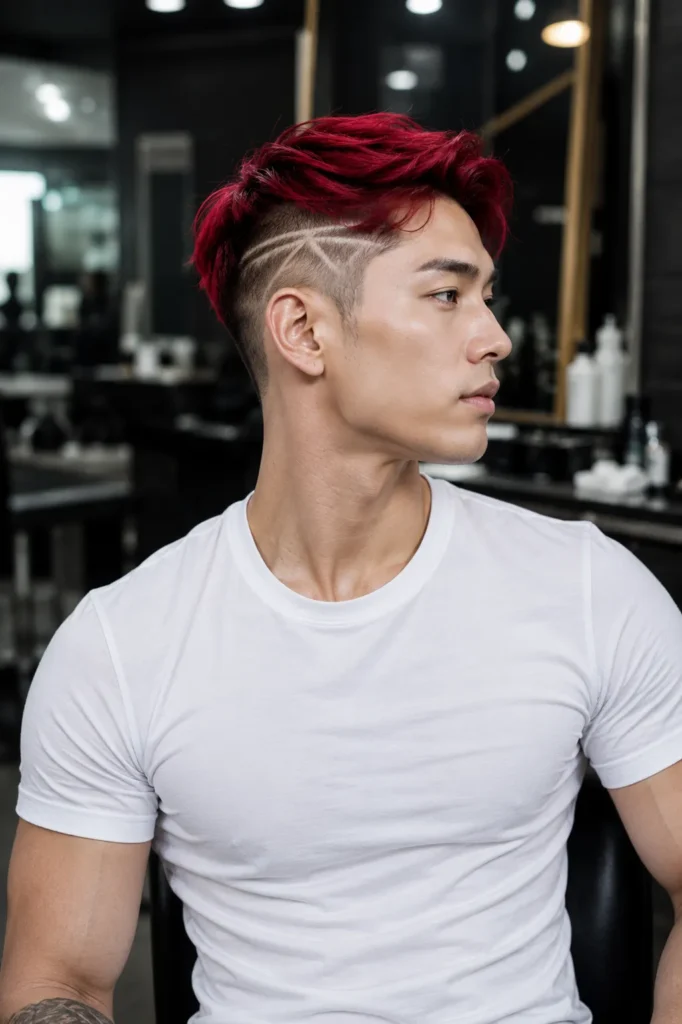 Red Undercut with Geometric Designs