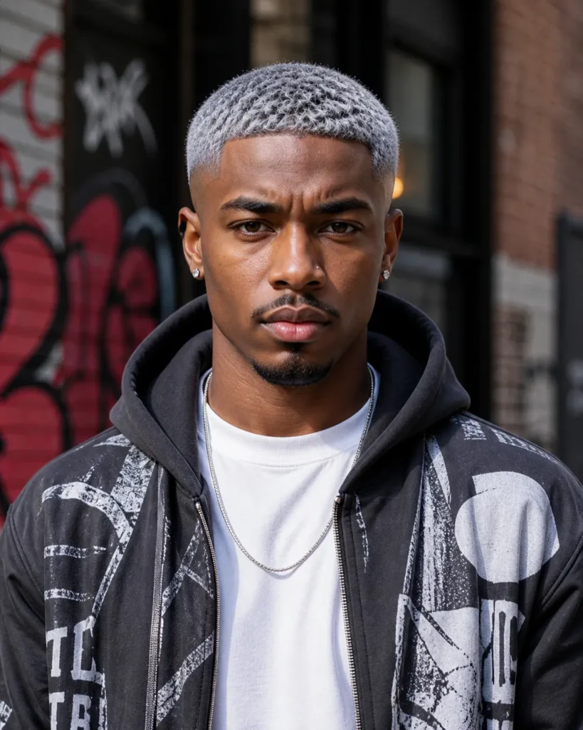 Sharp Silver Caesar Fade