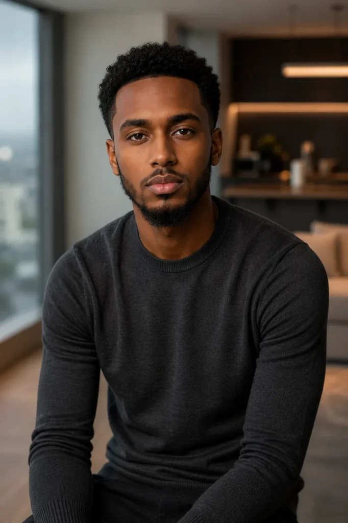 Short Afro with Beard Fade