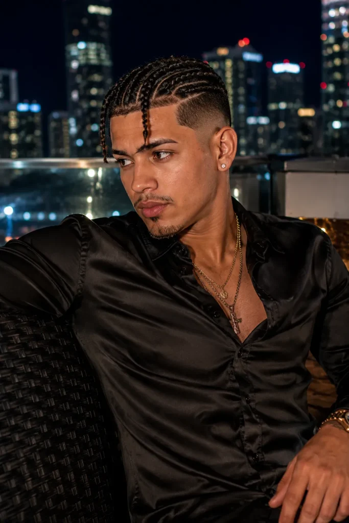 Side-Swept Braids with Fade