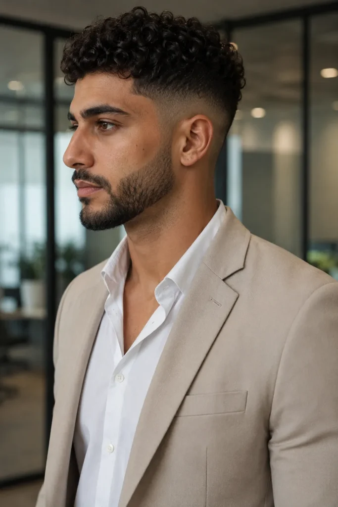 Skin Fade with Curly Top Volume