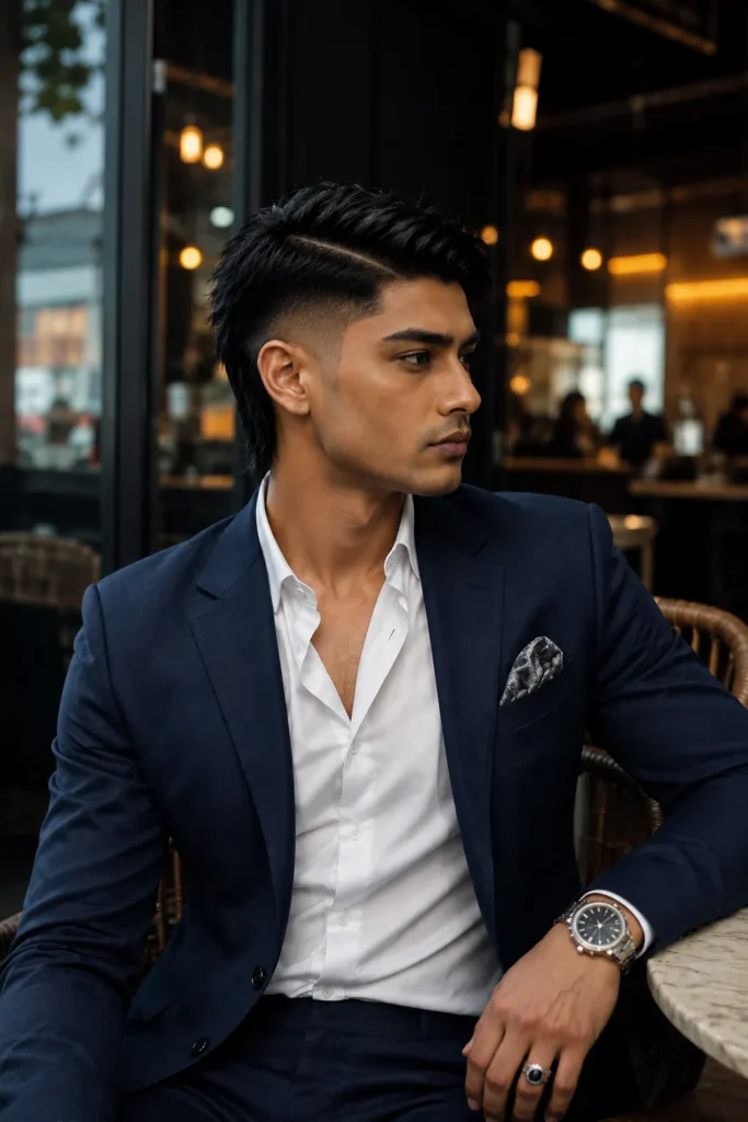. Taper Fade Mullet with Hard Part