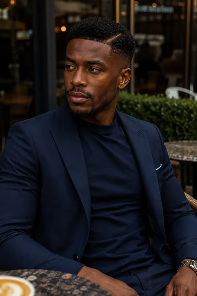 Temple Afro Fade with Side Part