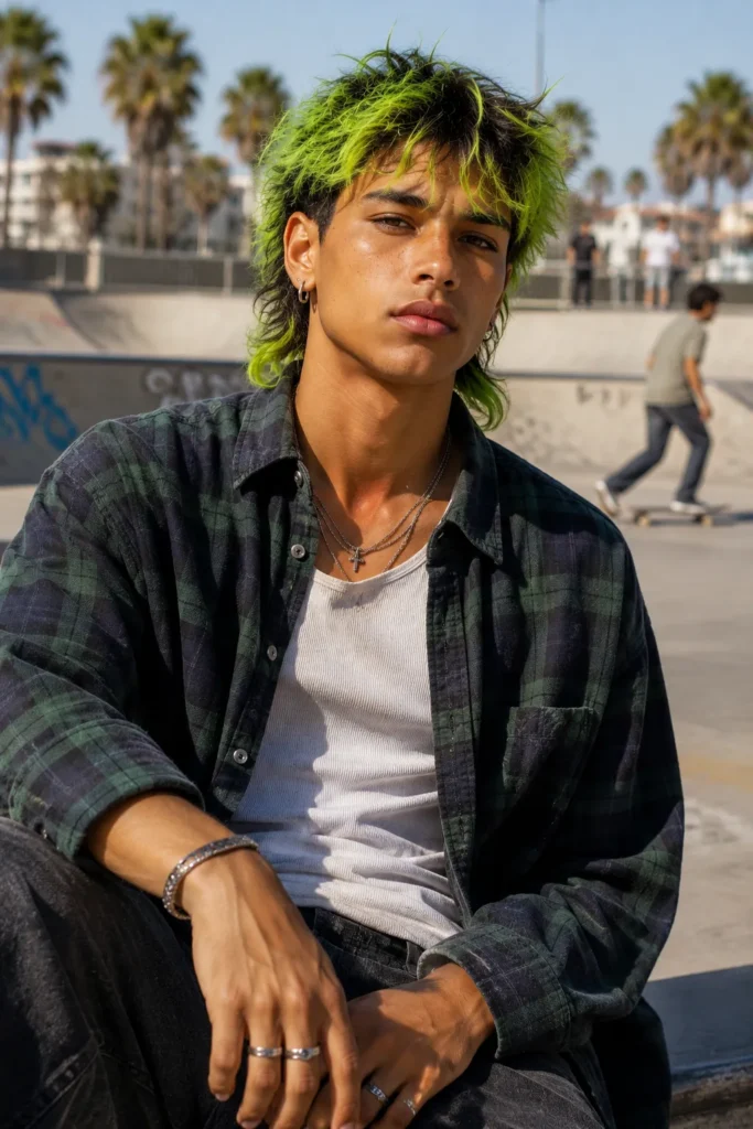 Toxic Green Wolf Cut